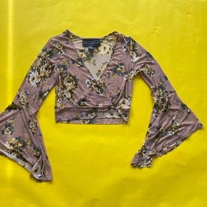 Pink Floral Cropped Blouse